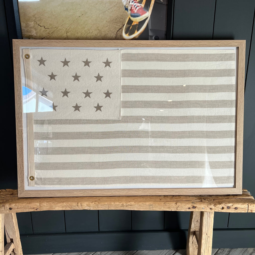 Made to Order Framed Vintage Neutral Striped Flag