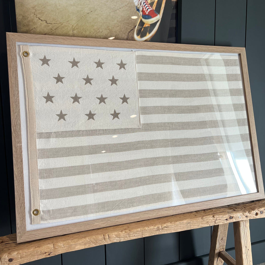 Made to Order Framed Vintage Neutral Striped Flag