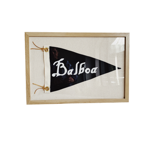 'BALBOA PENNANT'- Framed Script Pennant Style Textile Art (13x19") - Bird + Belle