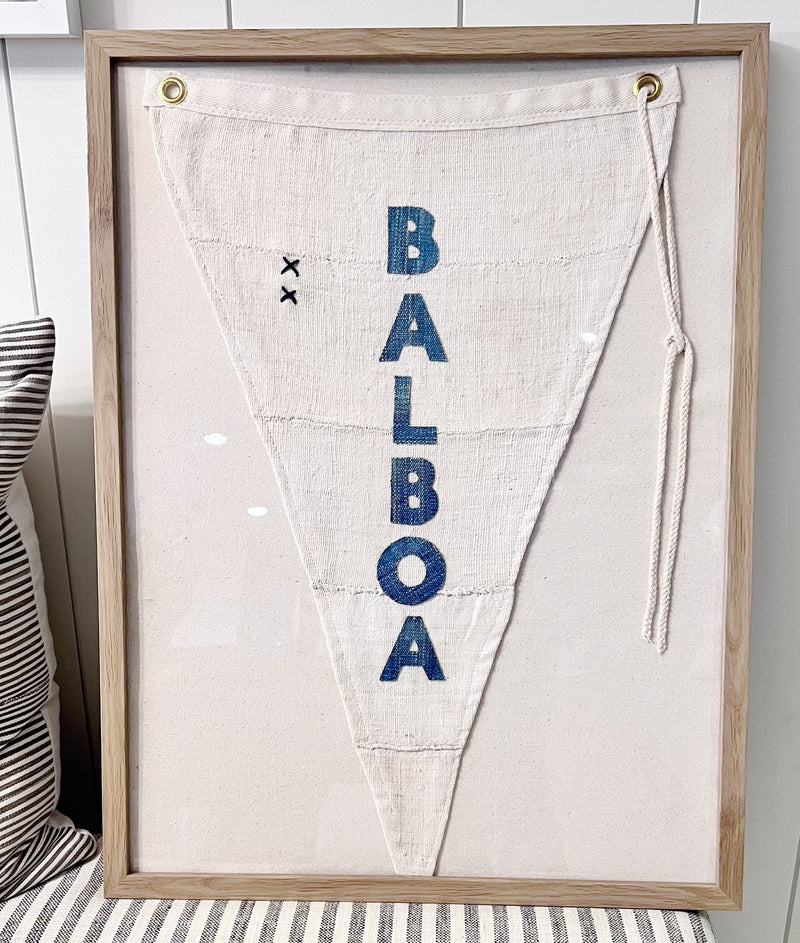 BALBOA, Vertical Pennant in Ivory and Blue - Bird + Belle
