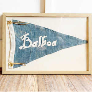 'BALBOA'- Denim Black Framed Script Pennant Style Flag - Bird + Belle